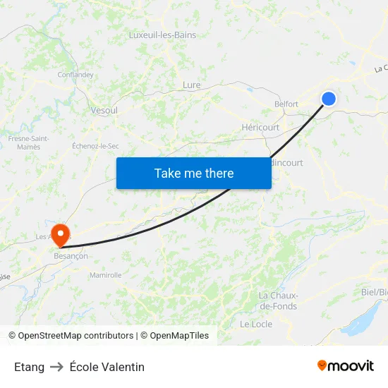 Etang to École Valentin map