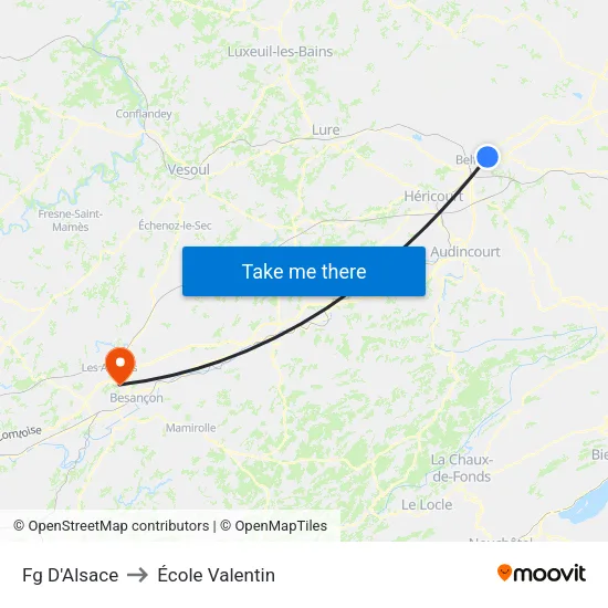 Fg D'Alsace to École Valentin map
