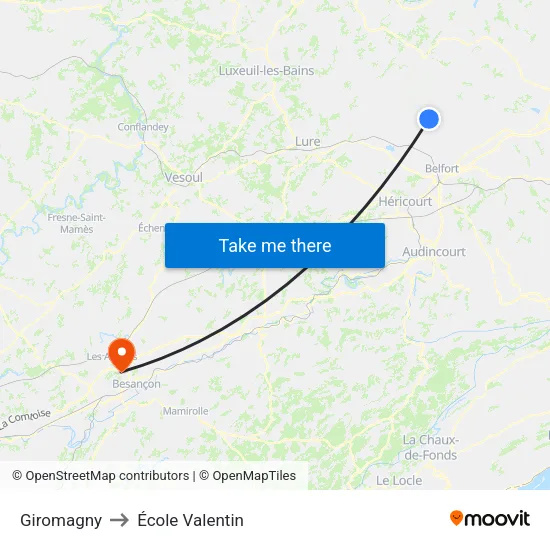Giromagny to École Valentin map