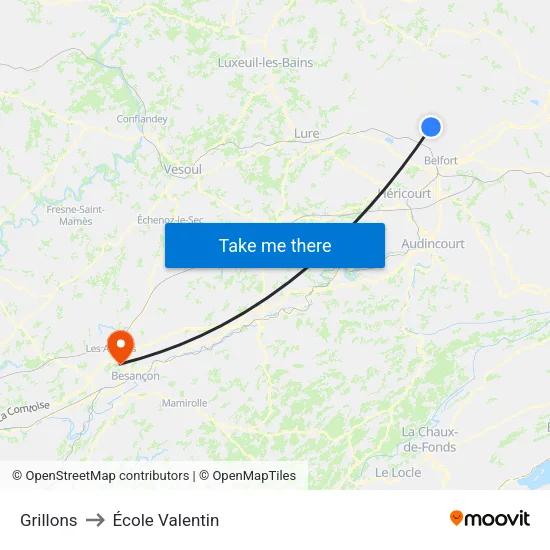 Grillons to École Valentin map