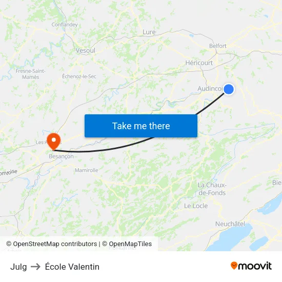 Julg to École Valentin map