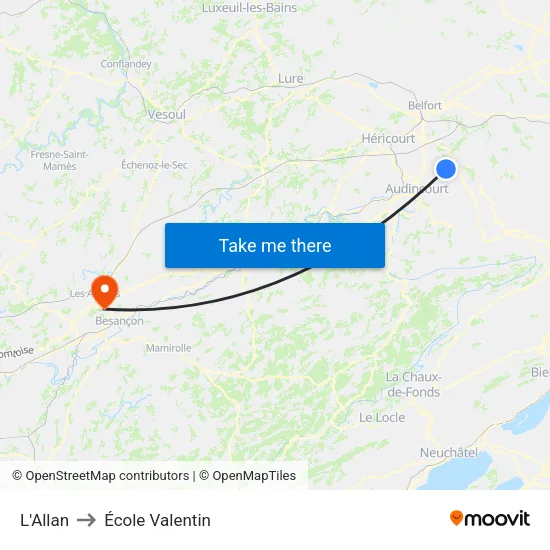 L'Allan to École Valentin map