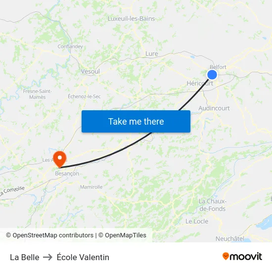 La Belle to École Valentin map