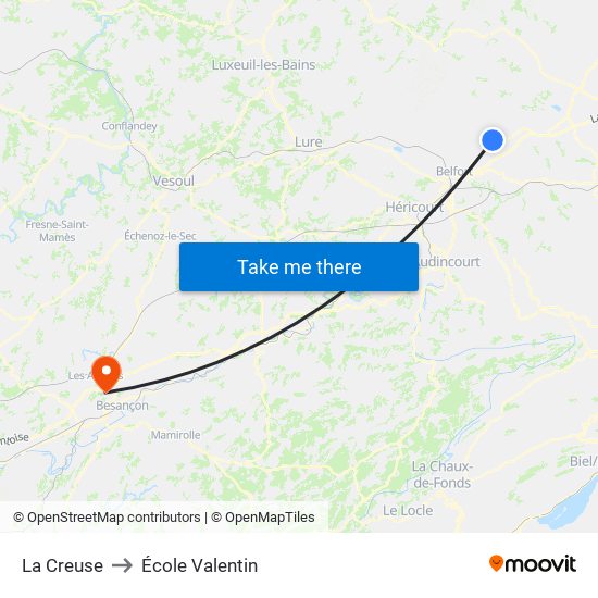 La Creuse to École Valentin map