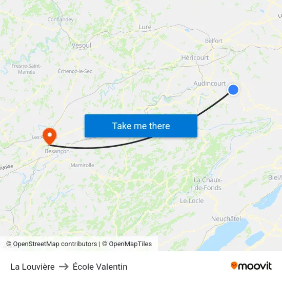 La Louvière to École Valentin map