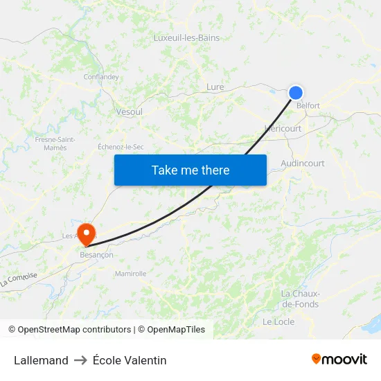 Lallemand to École Valentin map