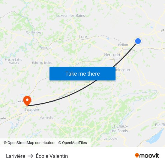 Larivière to École Valentin map