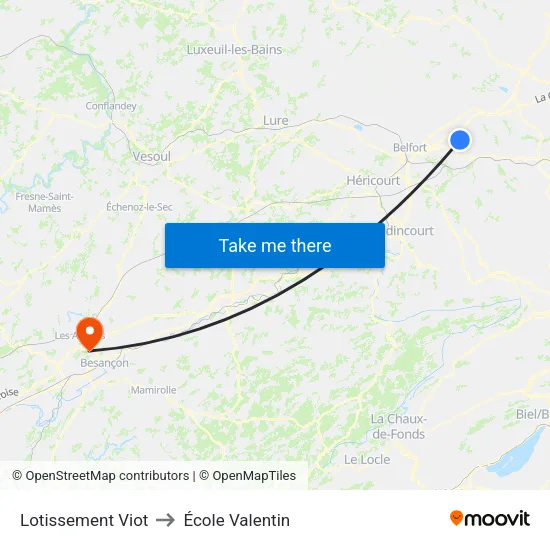Lotissement Viot to École Valentin map
