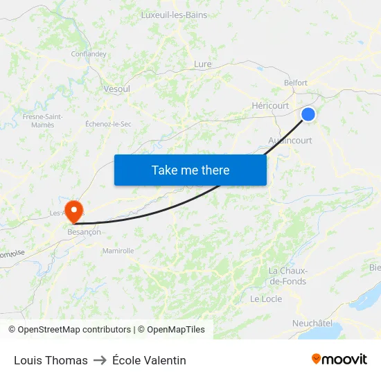 Louis Thomas to École Valentin map