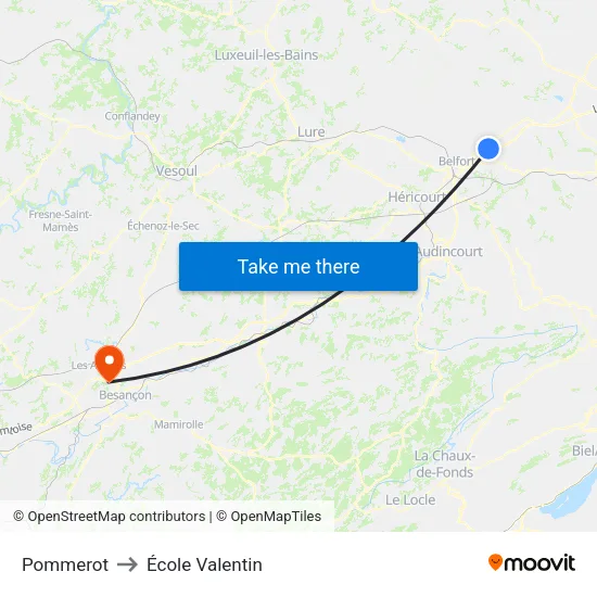Pommerot to École Valentin map