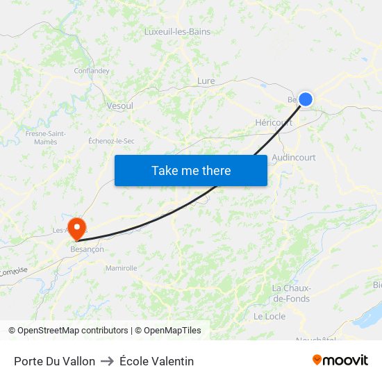 Porte Du Vallon to École Valentin map