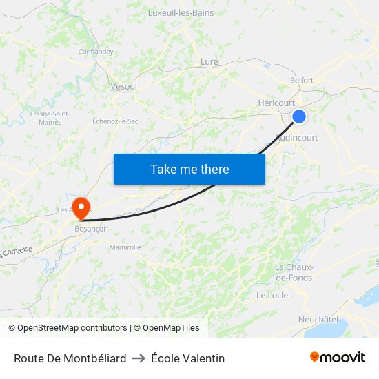 Route De Montbéliard to École Valentin map