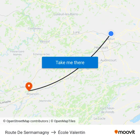 Route De Sermamagny to École Valentin map