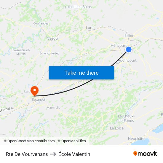 Rte De Vourvenans to École Valentin map