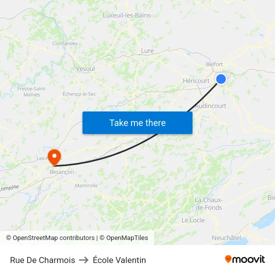 Rue De Charmois to École Valentin map