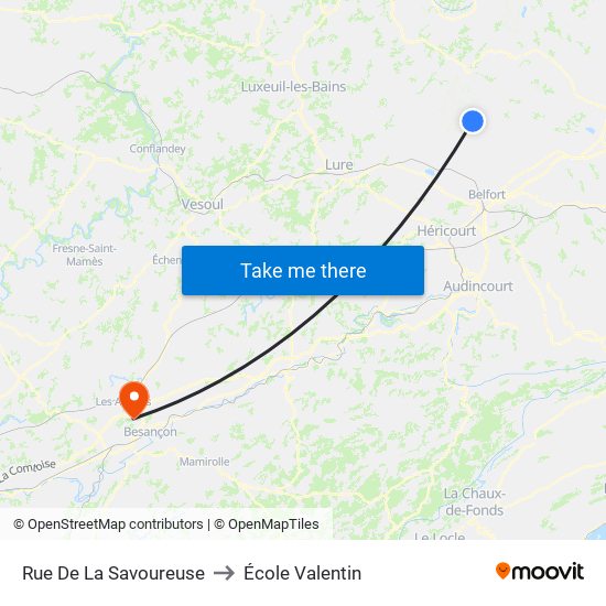 Rue De La Savoureuse to École Valentin map