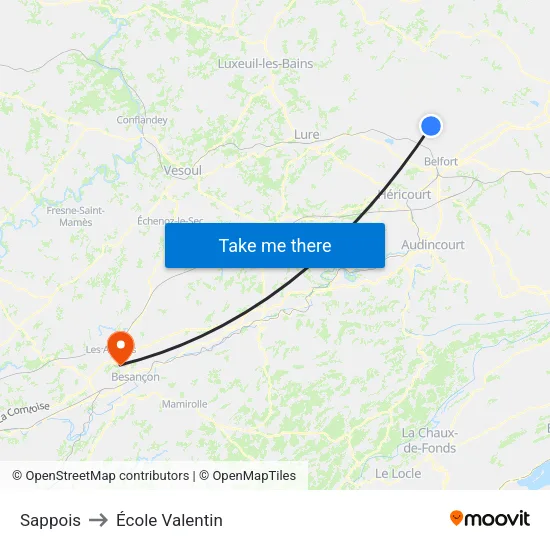 Sappois to École Valentin map