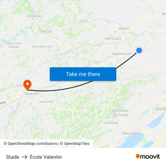 Stade to École Valentin map