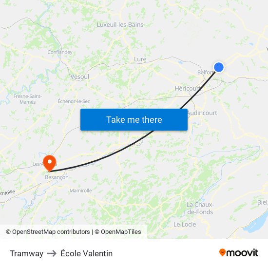 Tramway to École Valentin map