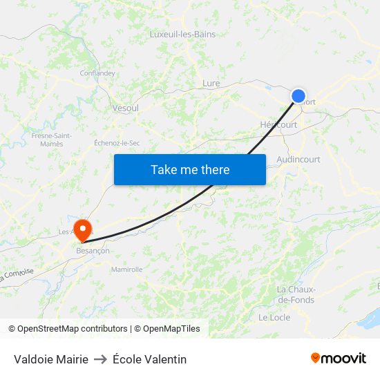 Valdoie Mairie to École Valentin map