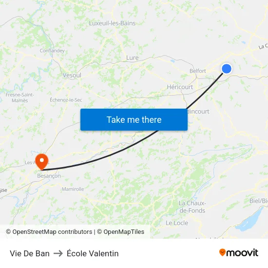 Vie De Ban to École Valentin map