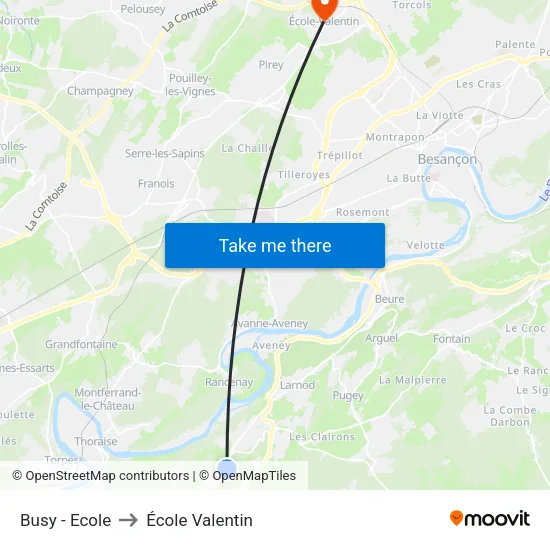 Busy - Ecole to École Valentin map