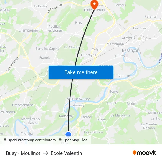 Busy - Moulinot to École Valentin map