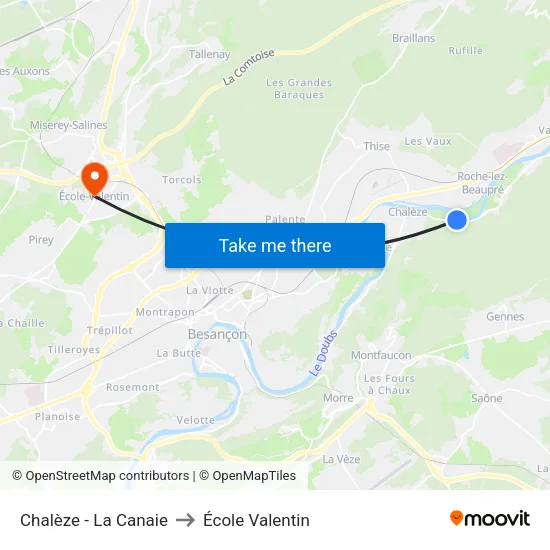 Chalèze - La Canaie to École Valentin map