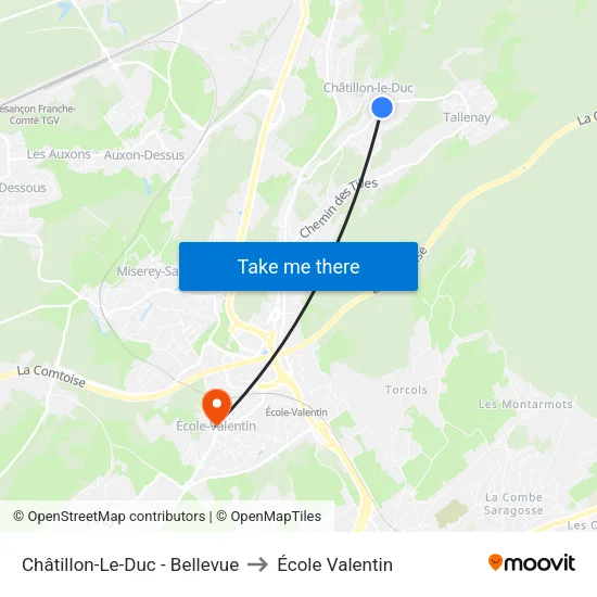 Châtillon-Le-Duc - Bellevue to École Valentin map