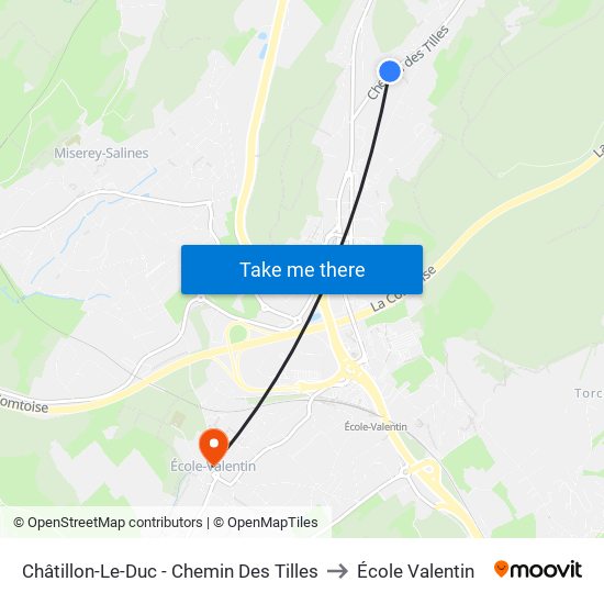 Châtillon-Le-Duc - Chemin Des Tilles to École Valentin map