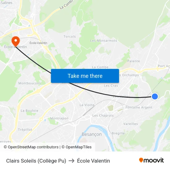 Clairs Soleils (Collège Pu) to École Valentin map
