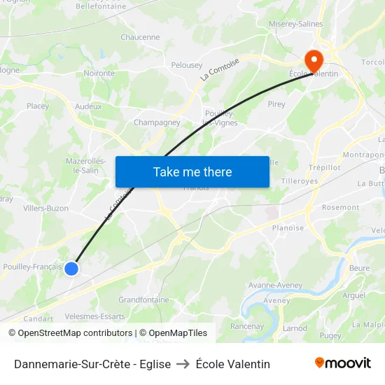 Dannemarie-Sur-Crète - Eglise to École Valentin map