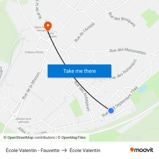 École-Valentin - Fauvette to École Valentin map