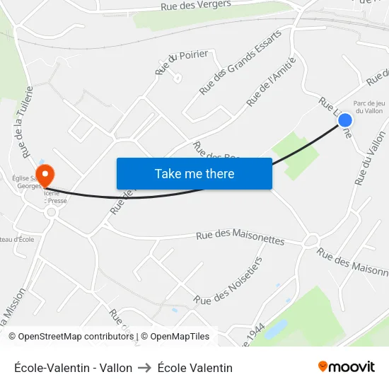 École-Valentin - Vallon to École Valentin map