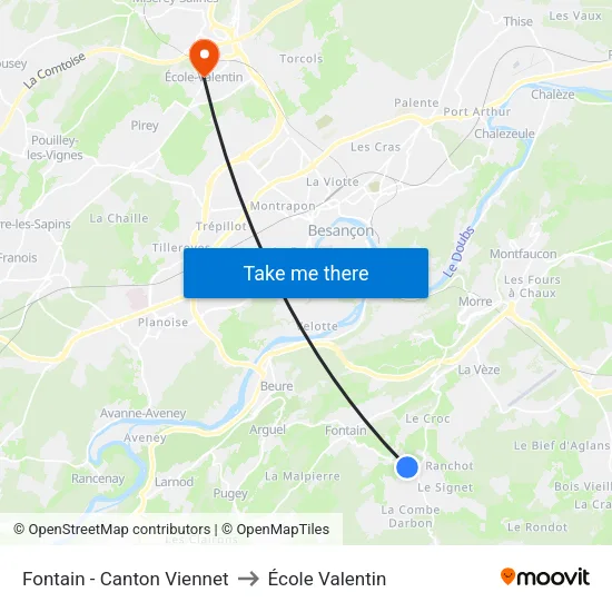 Fontain - Canton Viennet to École Valentin map