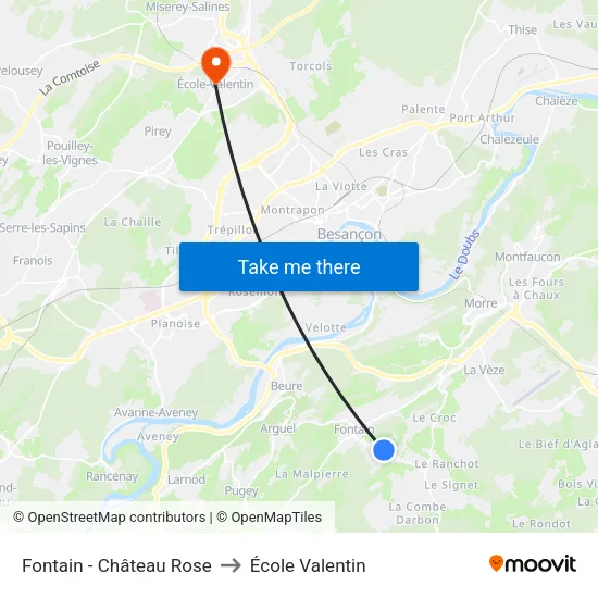 Fontain - Château Rose to École Valentin map