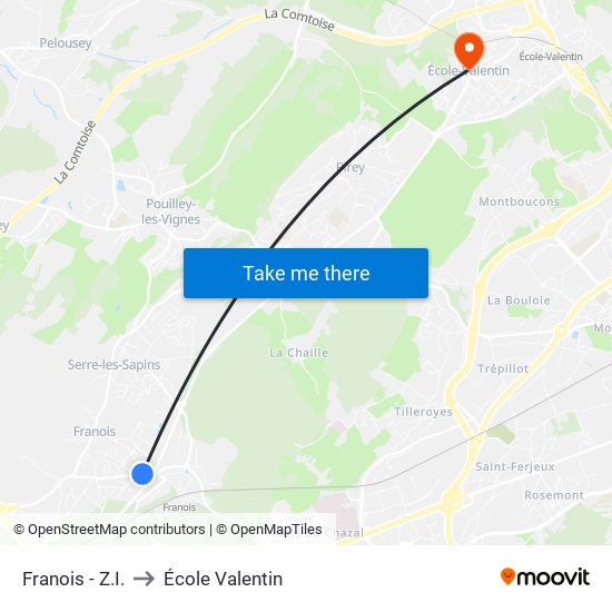 Franois - Z.I. to École Valentin map