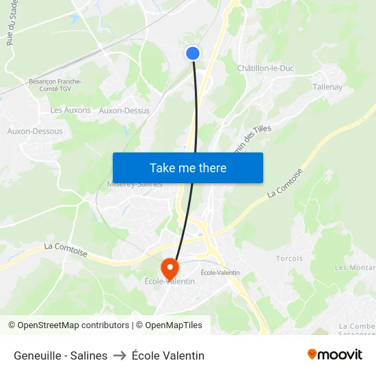 Geneuille - Salines to École Valentin map