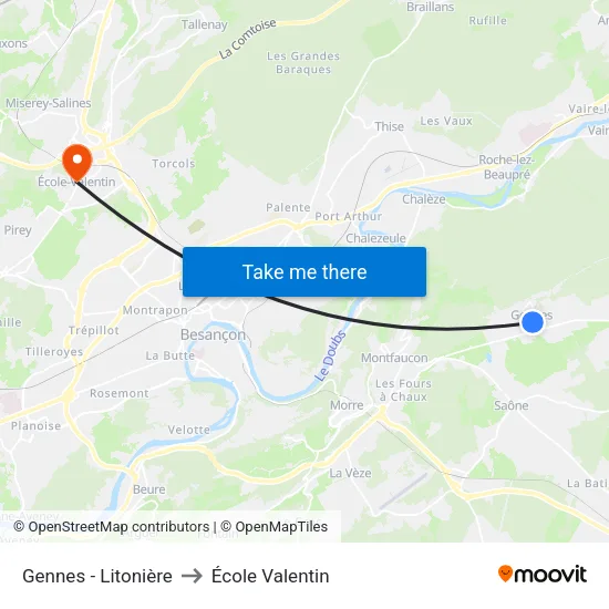 Gennes - Litonière to École Valentin map