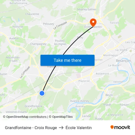 Grandfontaine - Croix Rouge to École Valentin map