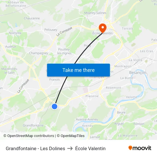 Grandfontaine - Les Dolines to École Valentin map