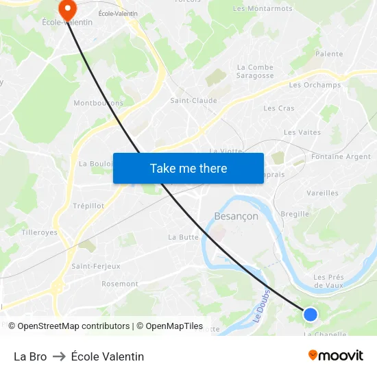 La Bro to École Valentin map