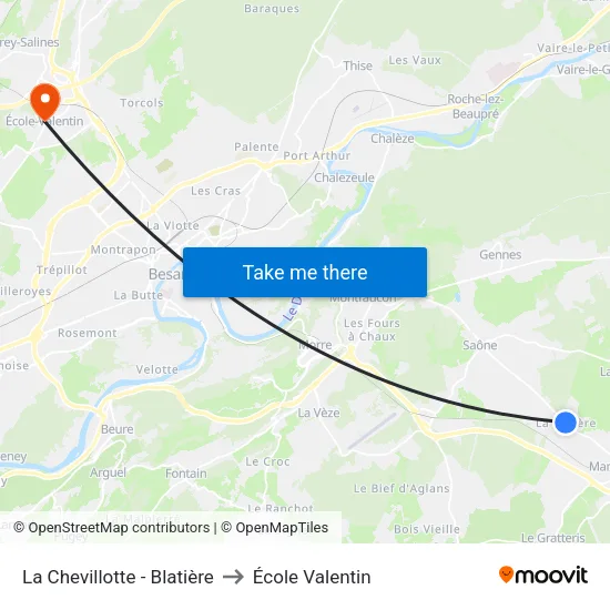 La Chevillotte - Blatière to École Valentin map