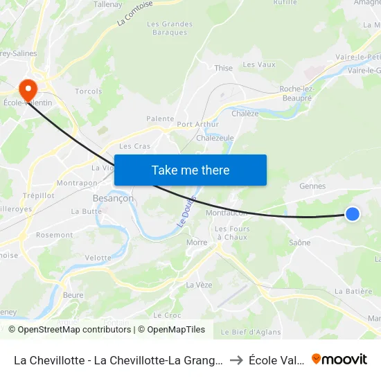 La Chevillotte - La Chevillotte-La Grange Du Bosquet to École Valentin map