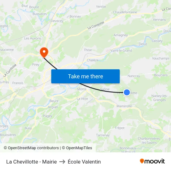 La Chevillotte - Mairie to École Valentin map