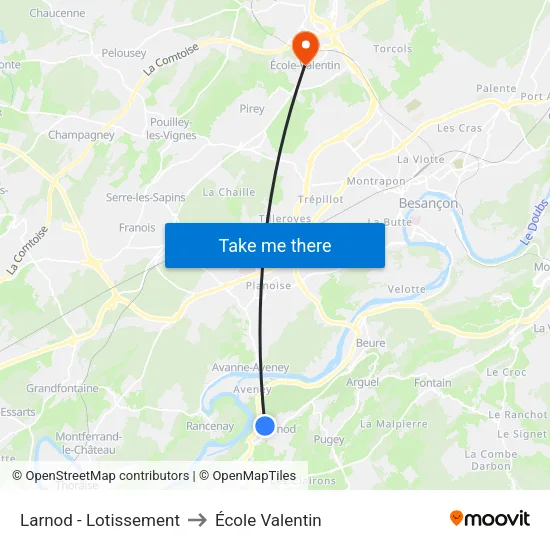 Larnod - Lotissement to École Valentin map