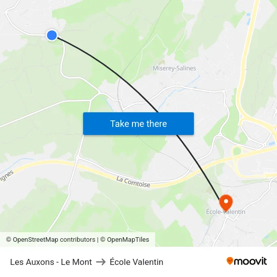 Les Auxons - Le Mont to École Valentin map
