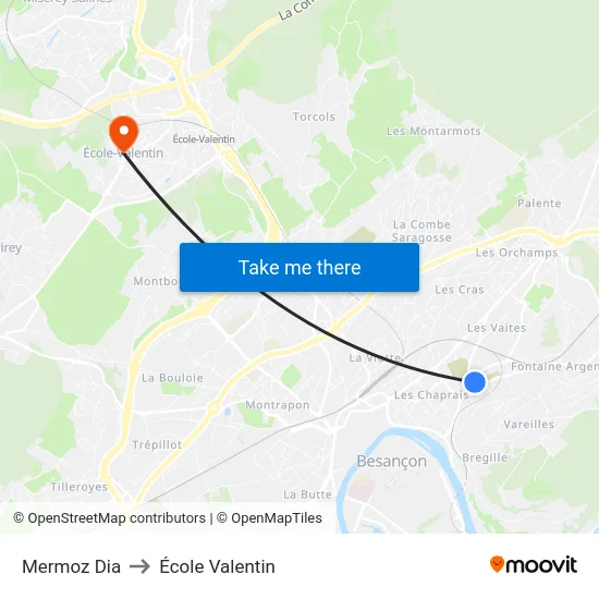 Mermoz Dia to École Valentin map