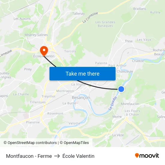 Montfaucon - Ferme to École Valentin map