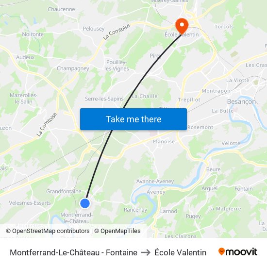 Montferrand-Le-Château - Fontaine to École Valentin map